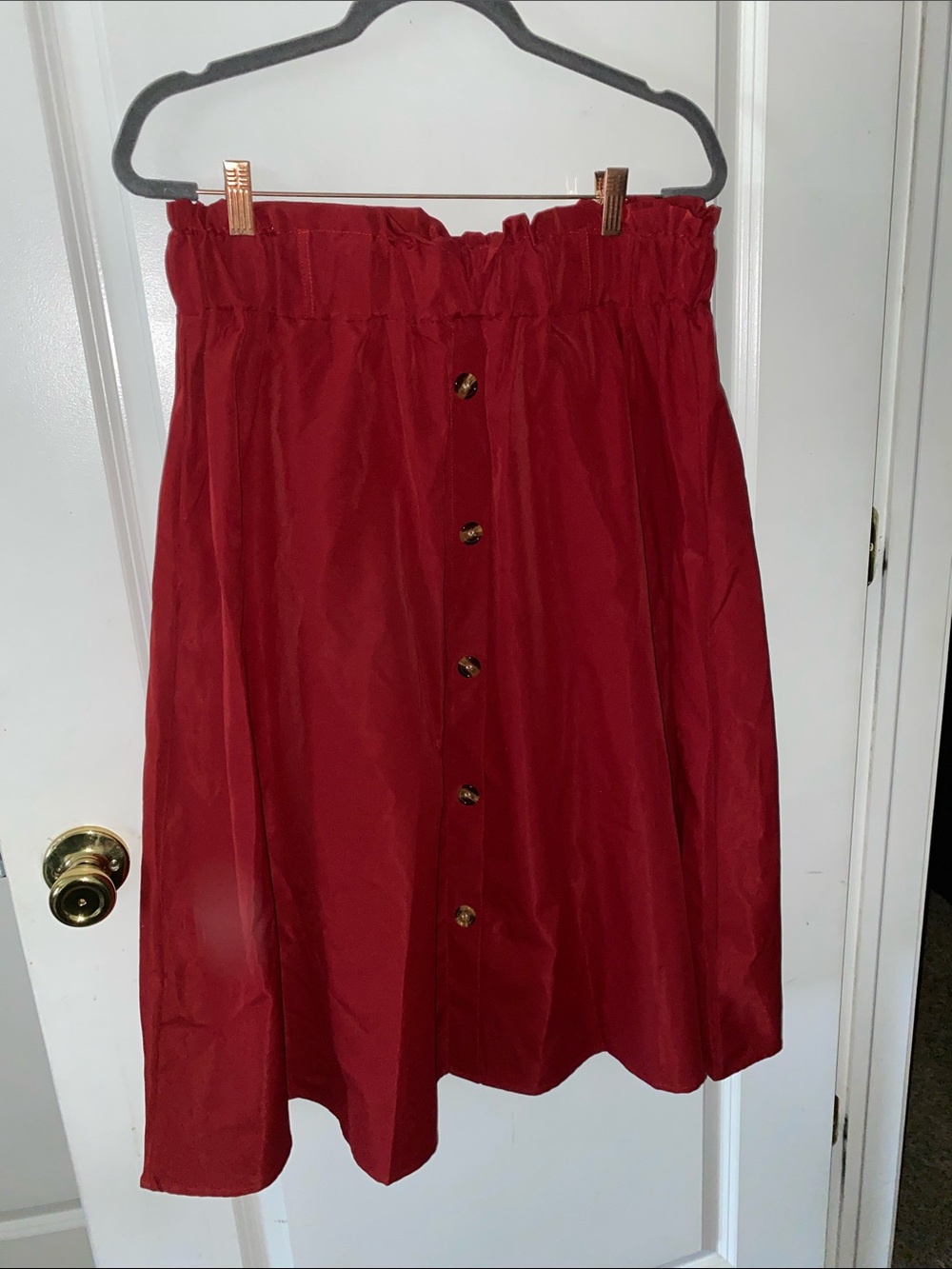 SHEIN Red Button-Front Skater Skirt